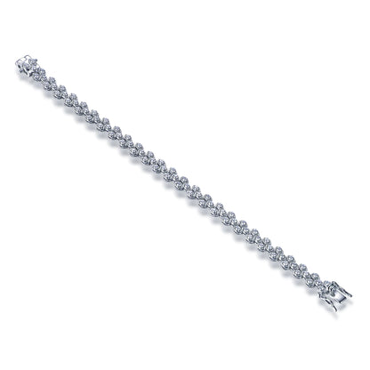 Custom Silver CZ Zigzagged Staggered Geometric Simple Tennis Bracelet​