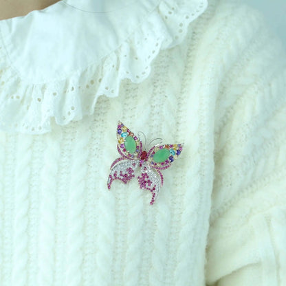 Custom Silver Colorful Vintage Butterfly Brooch Pin​ for Women
