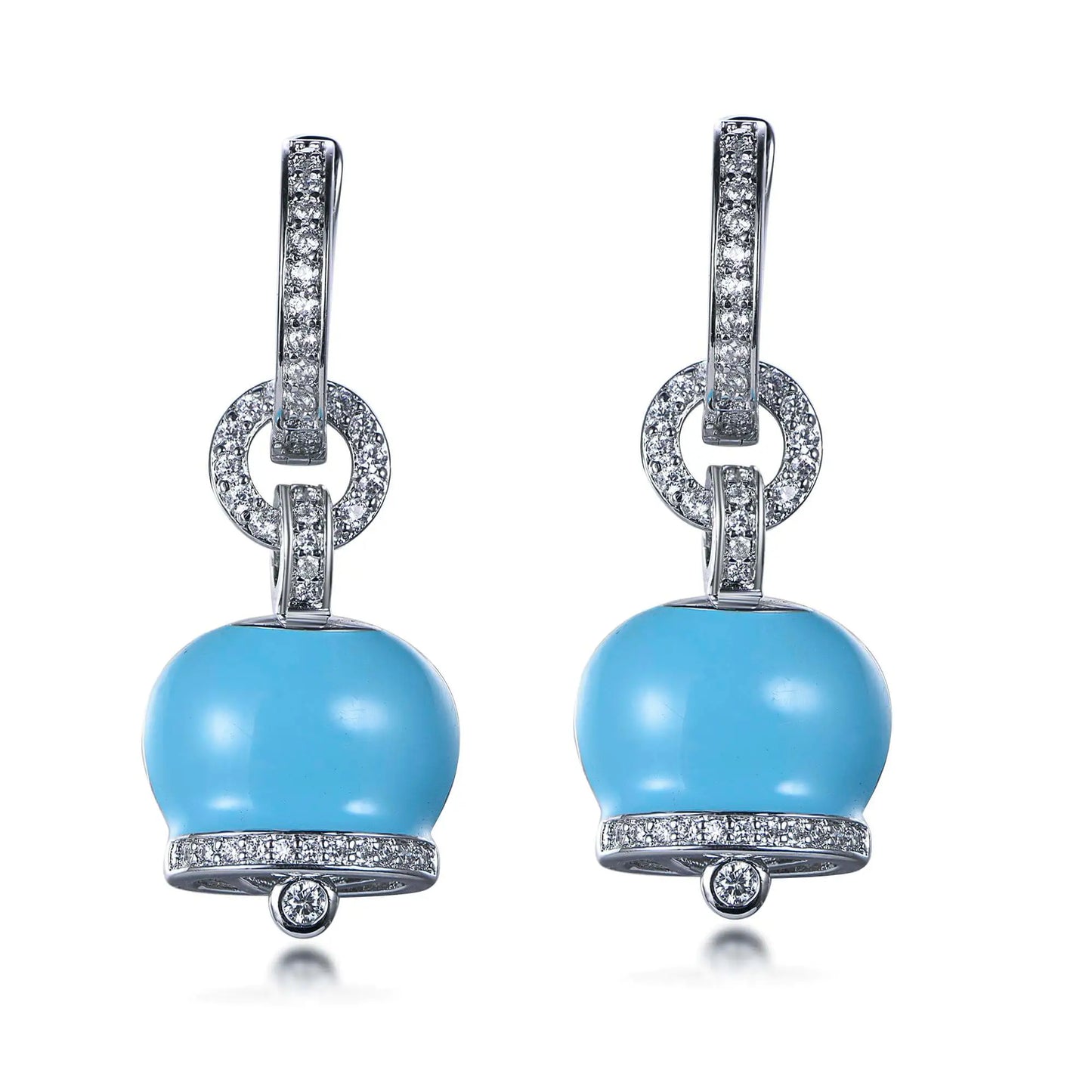 Custom Silver Cubic Zircon & Enamel Statement Beaded Drop Earrings
