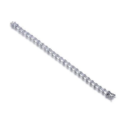 Custom Silver Cubic Zircon Lab Created Diamond Rectangle Tennis Bracelet​