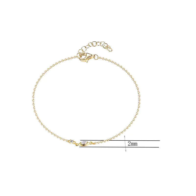 Custom Silver Cubic Zircon Thin Link Adjustable Eye Bracelet