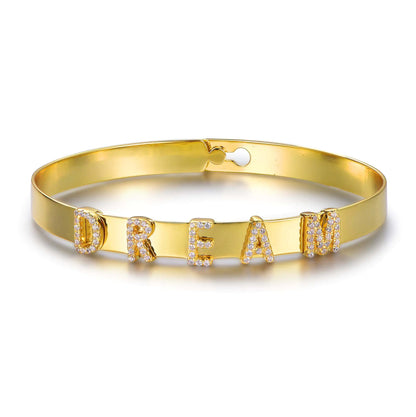 Custom Silver Gold Plated Breathe Metal Hinge Message Bangle Bracelets