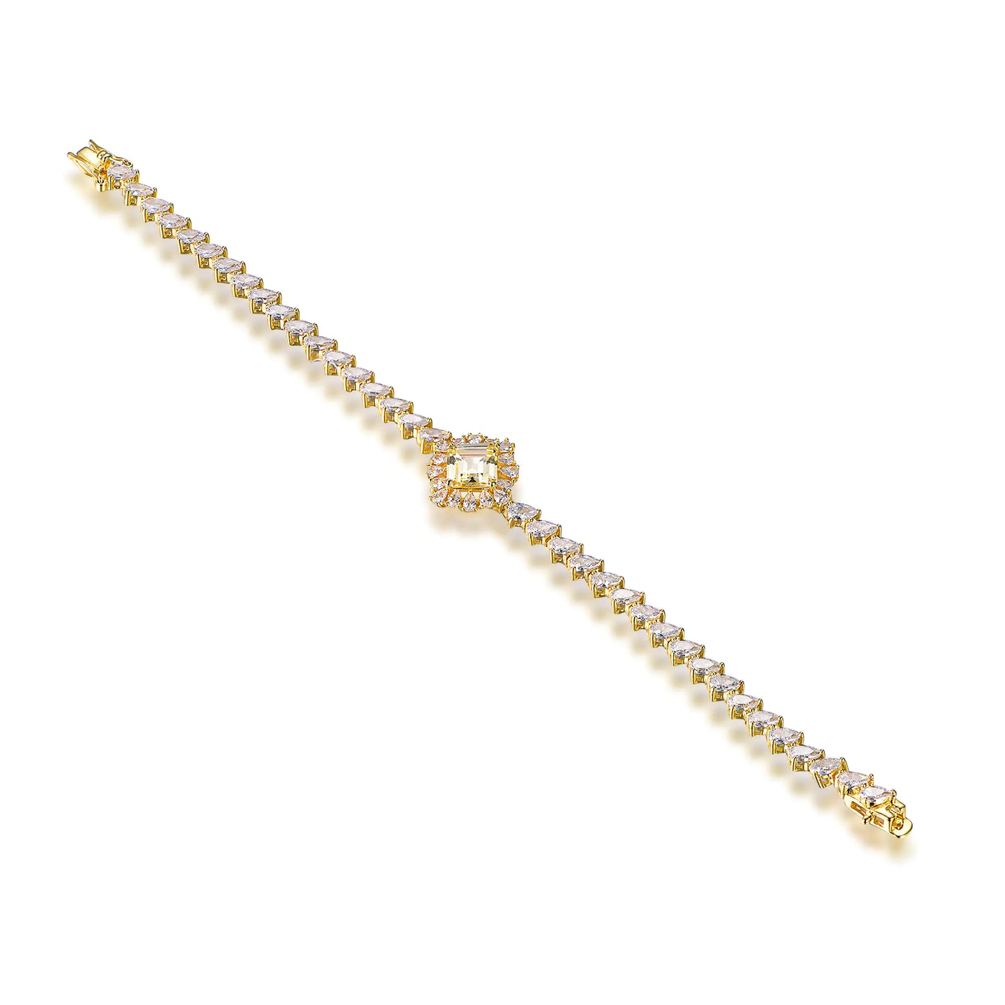 Custom Silver Gold Plated CZ Lab Created Yellow Diamond Tennis Bracelet​