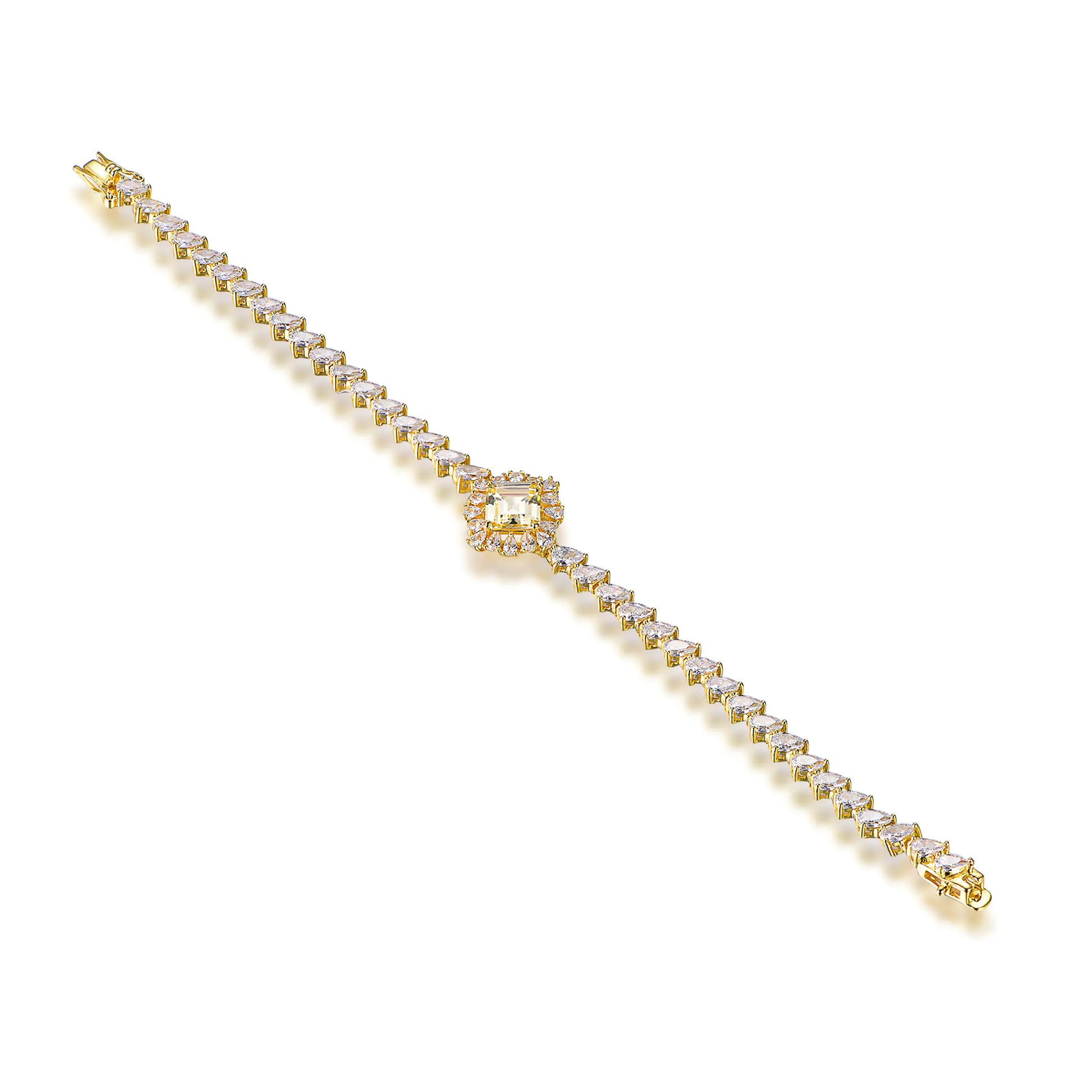 Custom Silver Gold Plated CZ Lab Created Yellow Diamond Tennis Bracelet​