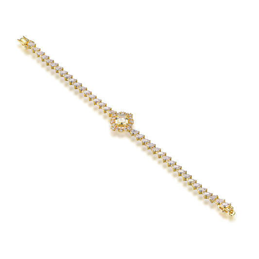 Custom Silver Gold Plated CZ Lab Created Yellow Diamond Tennis Bracelet​