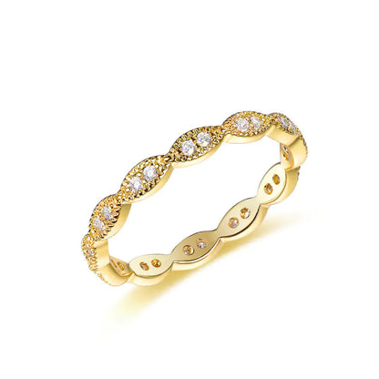 Custom Silver Gold Plated CZ Marquise Full Eternity Minimalist Engagement Rings​