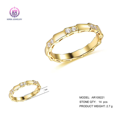 Custom Silver Gold Plated CZ Minimalist Simple Engagement Rings for Women
