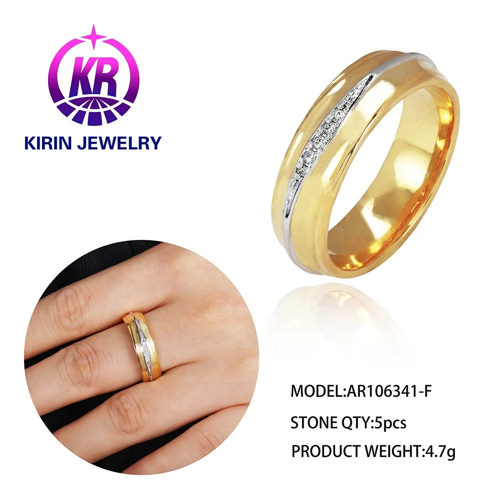 Custom Silver Gold Plated CZ Simple Band Engagement Rings for Women