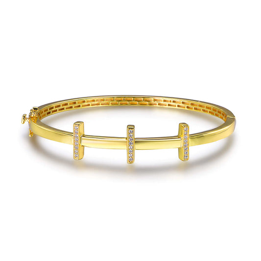 Custom Silver Gold Plated CZ Simple Design Bangles