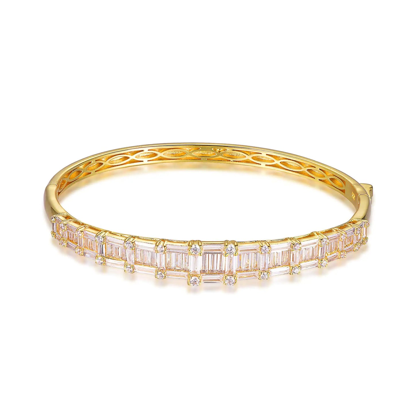 Custom Silver Gold Plated CZ Simulated Diamond Tennis Bangle