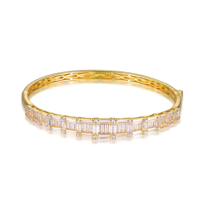 Custom Silver Gold Plated CZ Simulated Diamond Tennis Bangle