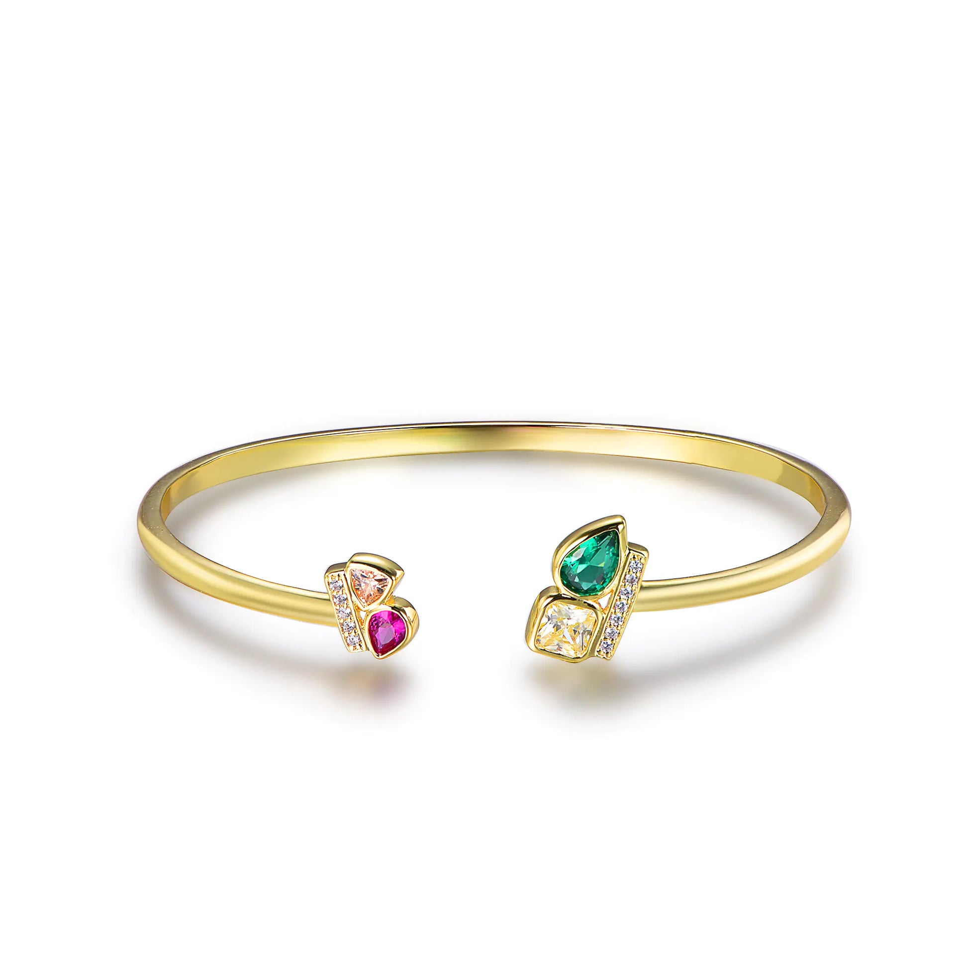 Custom Silver Gold Plated CZ & Spinel & Corundum Thin Open Bangle