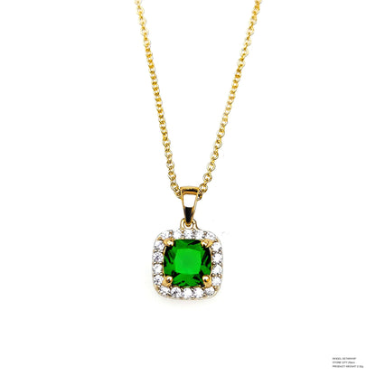 Custom Silver Gold Plated CZ & Glass Pendant Lab Created Emerald Bridal Jewelry Sets