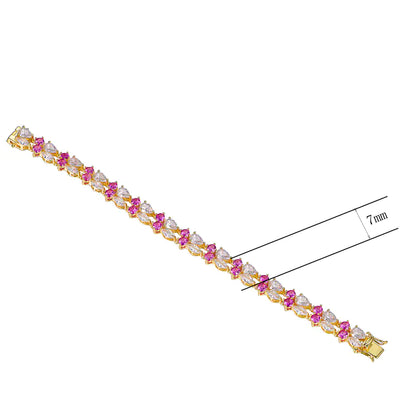Custom Silver Gold Plated Created Diamond and Ruby Tennis Bracelet
