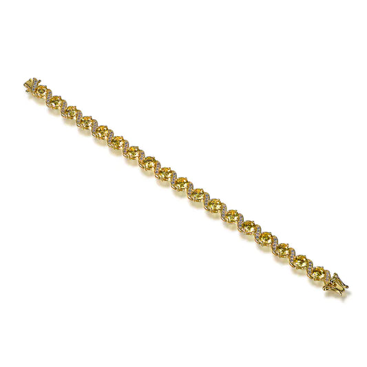Custom Silver Gold Plated Cubic Zircon Iced Out Citrine Tennis Bracelet