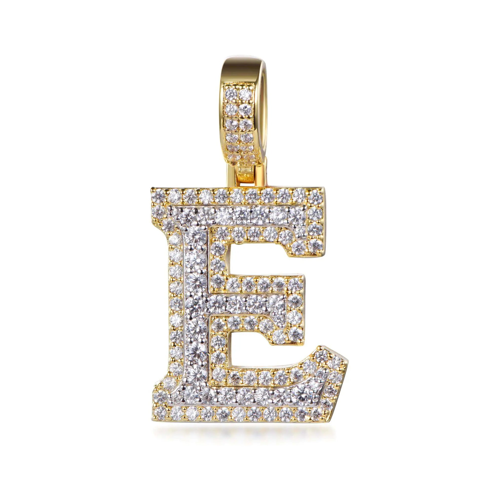 Custom Silver Gold Plated Cubic Zircon Personalized Pave Diamond Initial Pendant