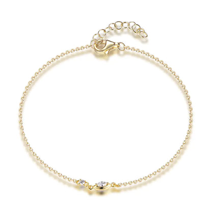 Custom Silver Gold Plated Cubic Zircon Thin Link Adjustable Eye Bracelet