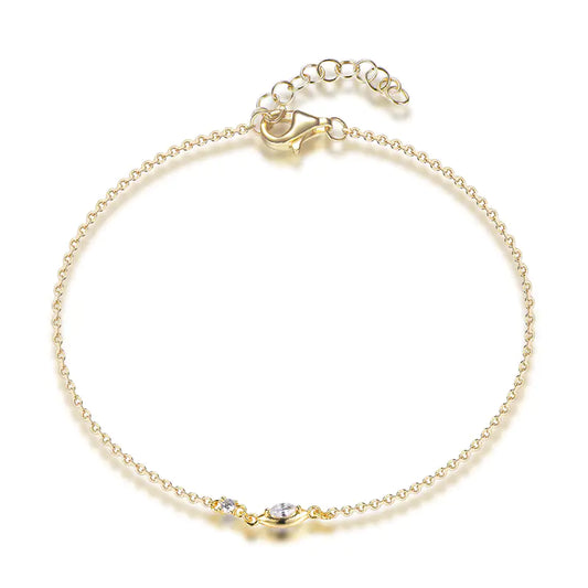 Custom Silver Gold Plated Cubic Zircon Thin Link Adjustable Eye Bracelet