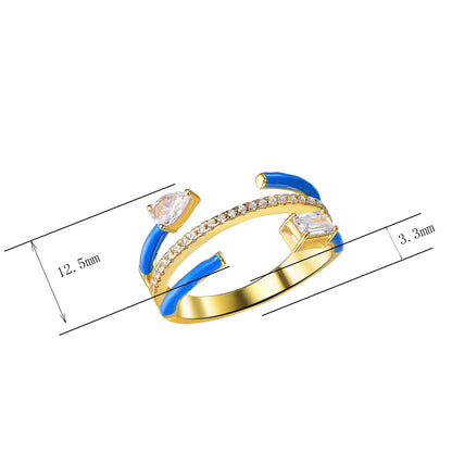 Custom Silver Gold Plated Mixed Cut Statement Band Ring