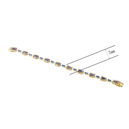 Custom Silver Gold Plated Multi Color Stone Bracelet