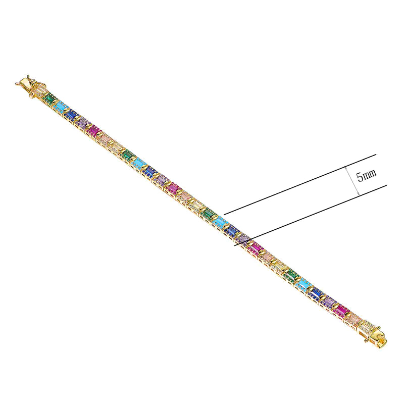 Custom Silver Gold Plated Multi Color Tennis Bracelet