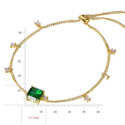 Custom Silver Gold Plated Solitaire Lab Created Emerald Bracelet​