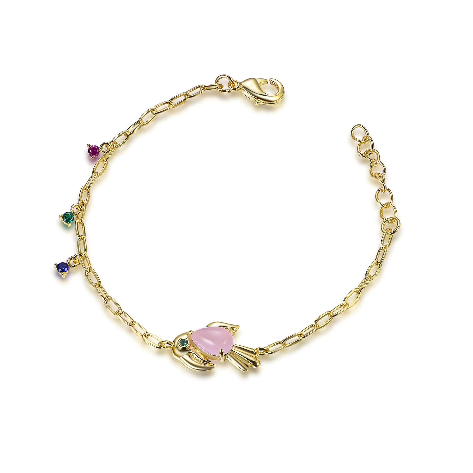 Custom Silver Gold Plated Spinel & Corundum Color Bird Charm Bracelet​