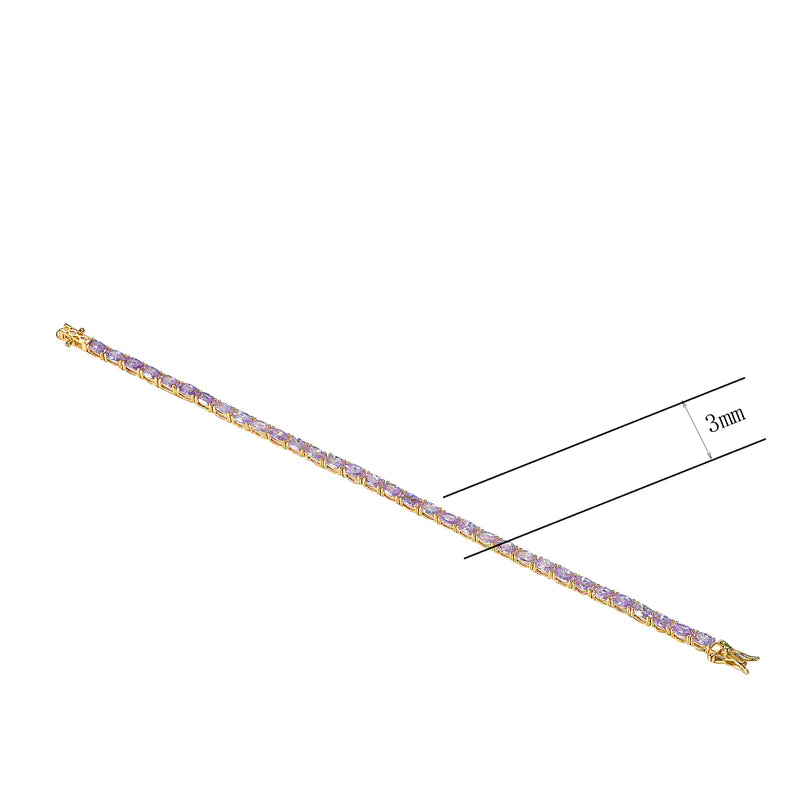 Custom Silver Lab Created Light Purple Diamond Tennis Bracelet​