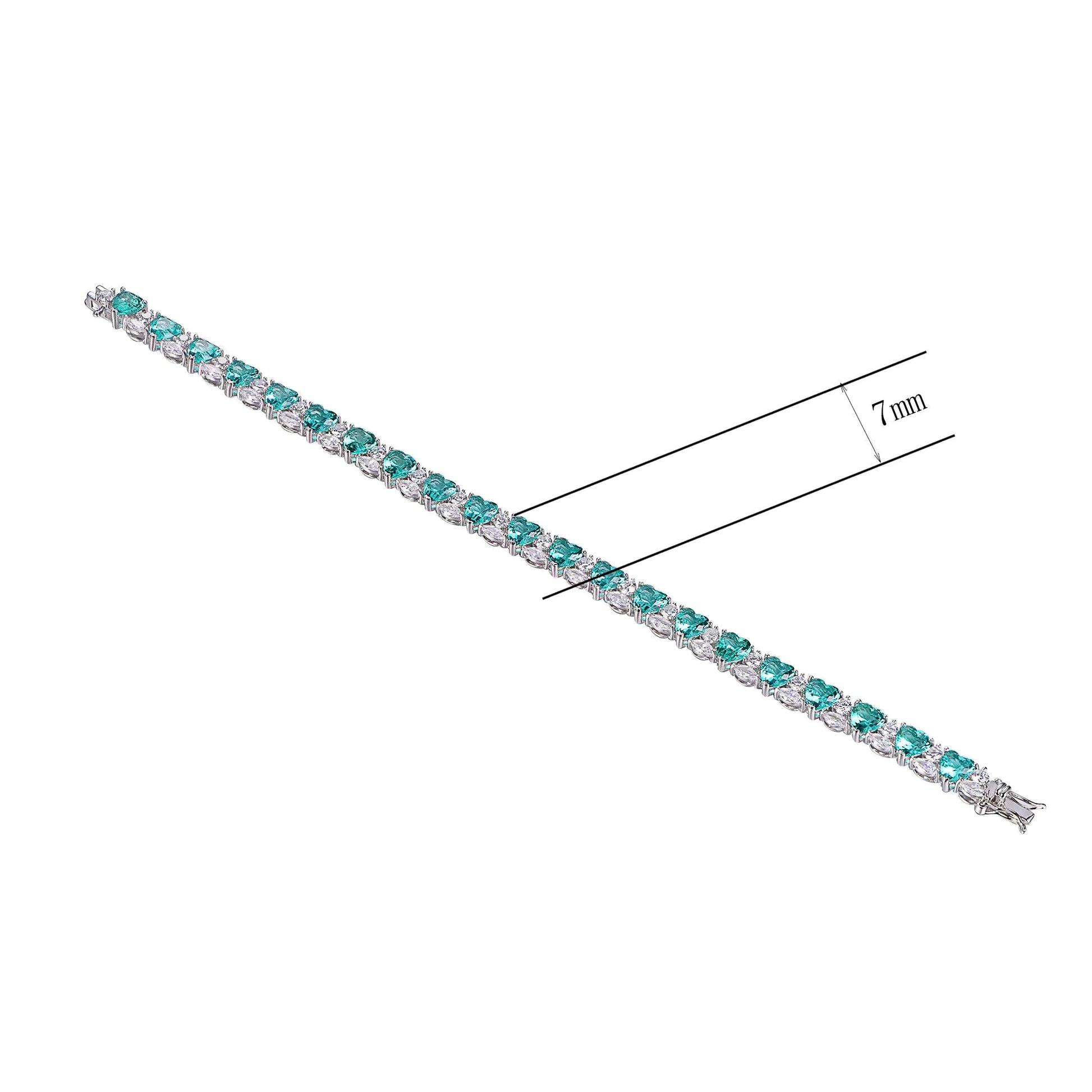 Custom Silver Lab Created Sapphire Heart Shaped Tennis Bracelet​