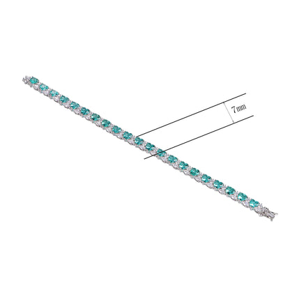 Custom Silver Lab Created Sapphire Heart Shaped Tennis Bracelet​