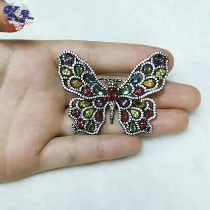 Custom Silver Multi Colored Vintage Butterfly Brooch for Women