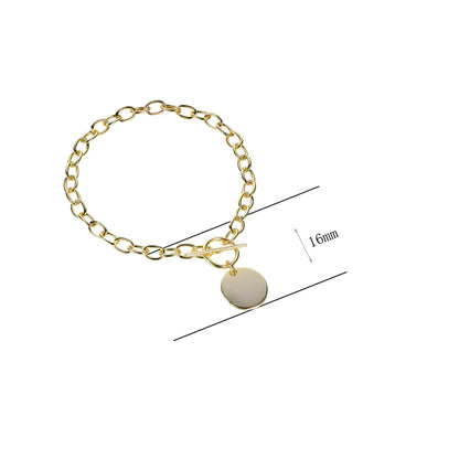 Custom Silver Paperclip Chain Circle Tag Personalized Charm Bracelets​