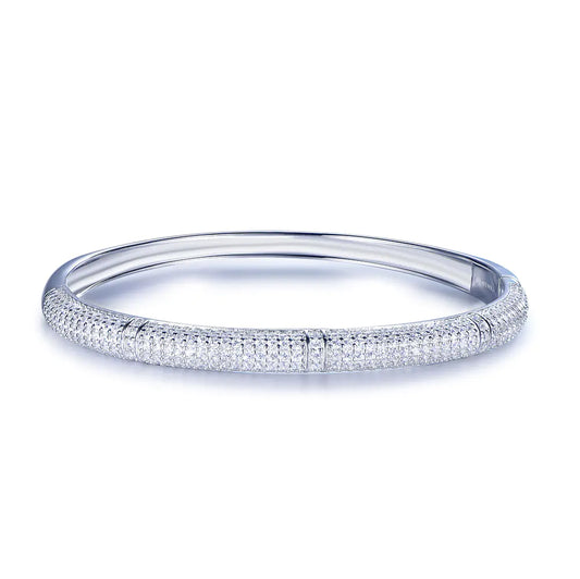 Custom Silver Paved Cubic Zirconia Lab Diamond Bangles