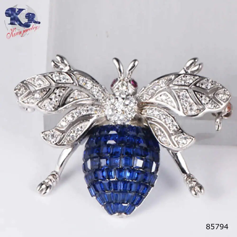 Custom Silver Rose Gold Plated CZ & Corundum & Spinel Honey Bee Brooch