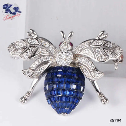 Custom Silver Rose Gold Plated CZ & Corundum & Spinel Honey Bee Brooch