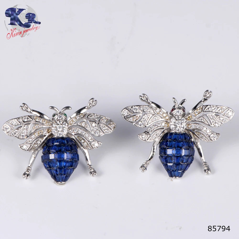 Custom Silver Rose Gold Plated CZ & Corundum & Spinel Honey Bee Brooch for Women