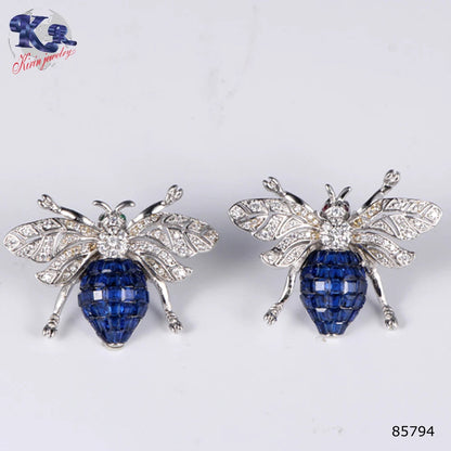 Custom Silver Rose Gold Plated CZ & Corundum & Spinel Honey Bee Brooch for Women