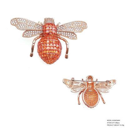 Custom Silver Rose Gold Plated CZ & Corundum & Spinel Vintage Insect Brooches​