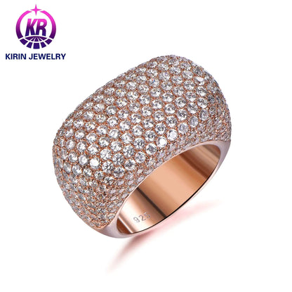 Custom Silver Rose Gold Plated CZ Half Cube Shape Engagement Unique Statement Rings