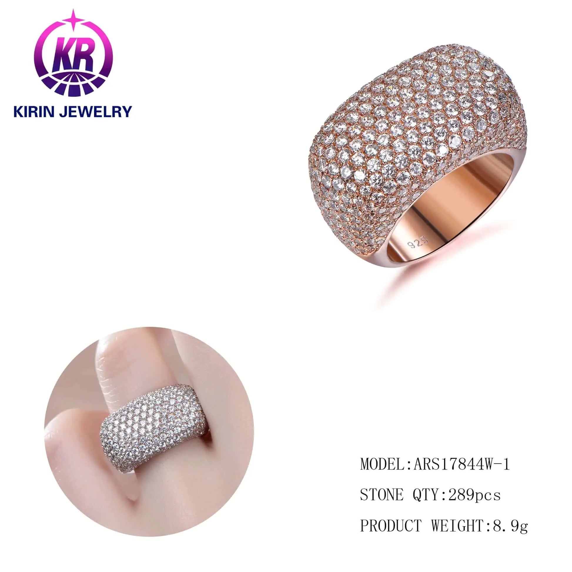 Custom Silver Rose Gold Plated CZ Half Cube Shape Engagement Unique Statement Rings for Women
