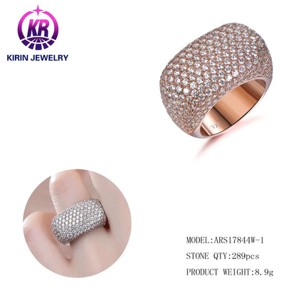 Custom Silver Rose Gold Plated CZ Half Cube Shape Engagement Unique Statement Rings for Women