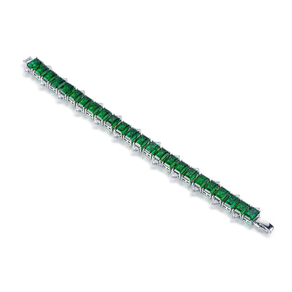 Custom Silver Square Cut Lab Created Emerald Tennis Bracelets​