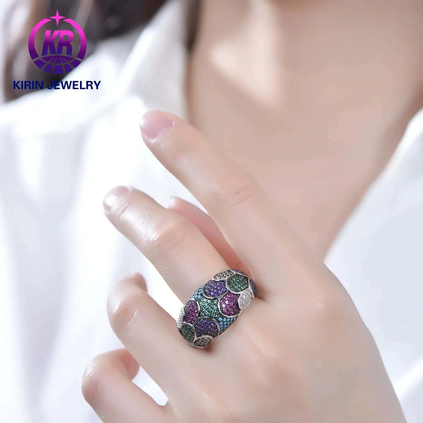 Custom Silver Vintage Gemstone Engagement Rings for Women