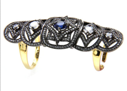 Custom Silver Zircon Multi Gemstone Unique Band Big Statement Rings