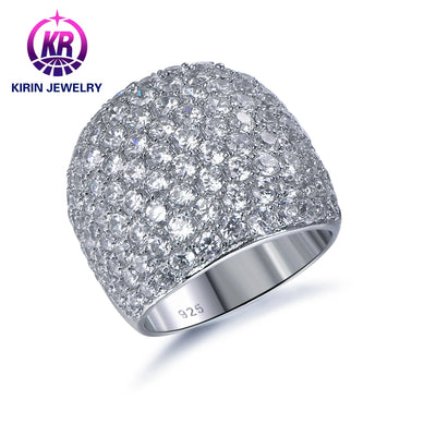 Customize Full Diamond Row Ring Personality Wide Band Cubic Zirconia Full S925 sterling Silver Ring Ornaments Eternity Ring Kirin Jewelry