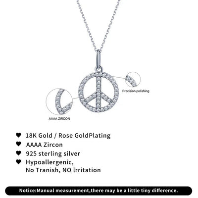 DIAMOND PEACE SIGN PENDANT IN 14K WHITE GOLD 2.10CT Diamond Peace Sign Pendant Necklace in Sterling Silver Kirin Jewelry