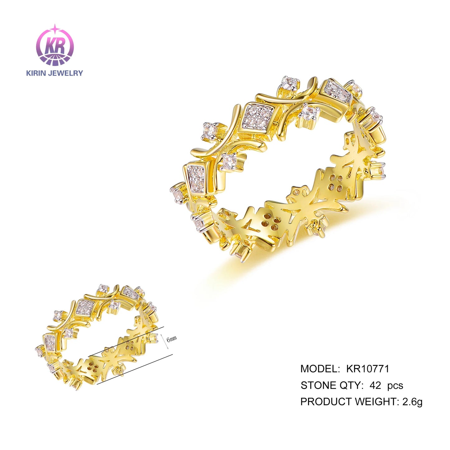 Drop shipping Fashion Ring Statement Jewelry Rings Platinum Flower Wedding Engagement for Women Silver Kirin Jewelry