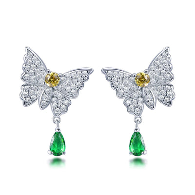 Emerald butterfly earrings animal set zirconia jewelry sparkling dinner party paired with personalized earrings Kirin Jewelry