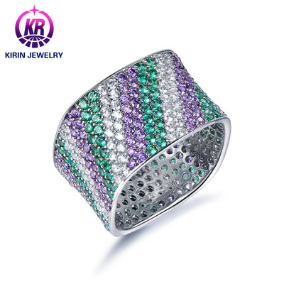 Factory Custom Luxury Hiphop Green Nano Jewelry 925 Sterling Silver Diamond Hip Hop Silver Ring Men Kirin Jewelry