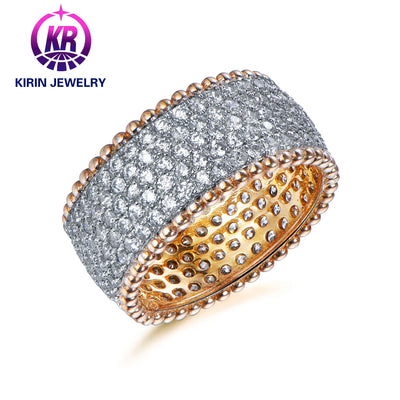Factory Wholesale Fashion luxury 925 Sterling Silver Gold Plated Full of Diamonds Zircon Rings Jewelry for Women Kirin Jewelry